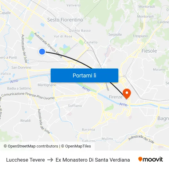 Lucchese Tevere to Ex Monastero Di Santa Verdiana map