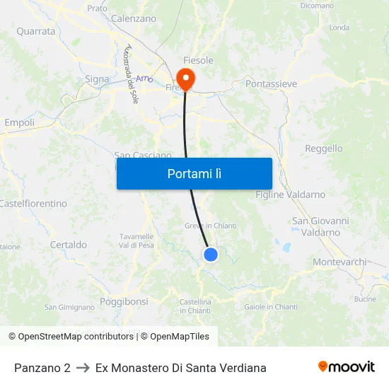 Panzano 2 to Ex Monastero Di Santa Verdiana map