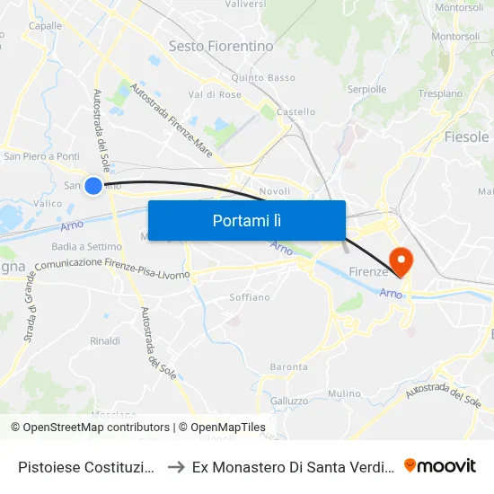 Pistoiese Costituzione to Ex Monastero Di Santa Verdiana map