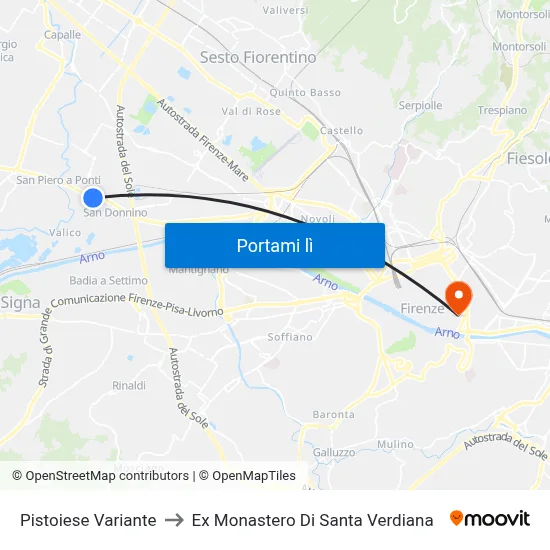 Pistoiese Variante to Ex Monastero Di Santa Verdiana map