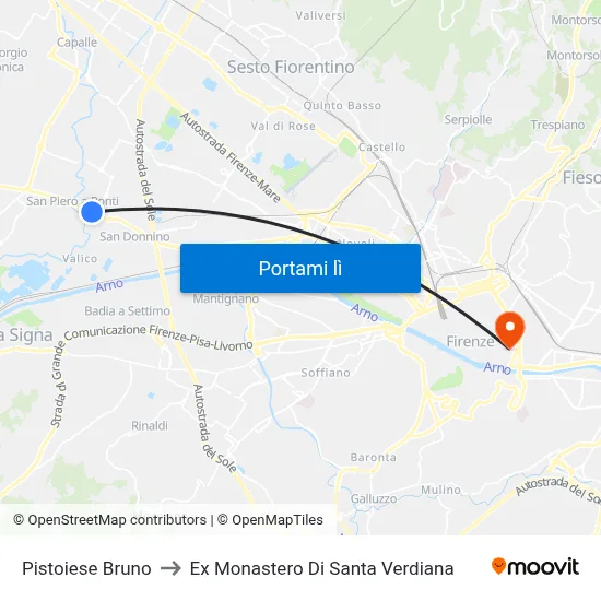 Pistoiese Bruno to Ex Monastero Di Santa Verdiana map
