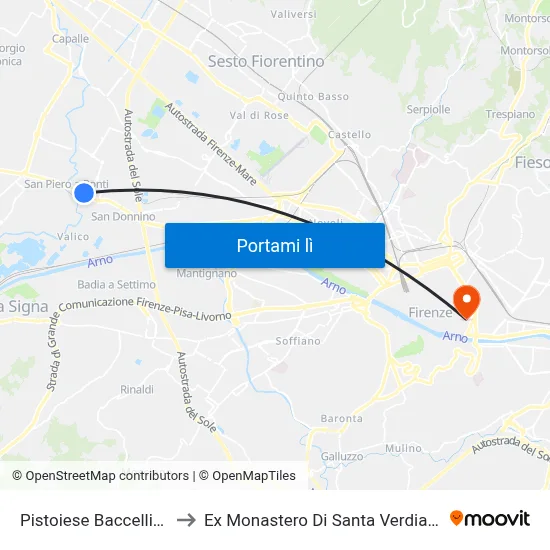 Pistoiese Baccellina to Ex Monastero Di Santa Verdiana map