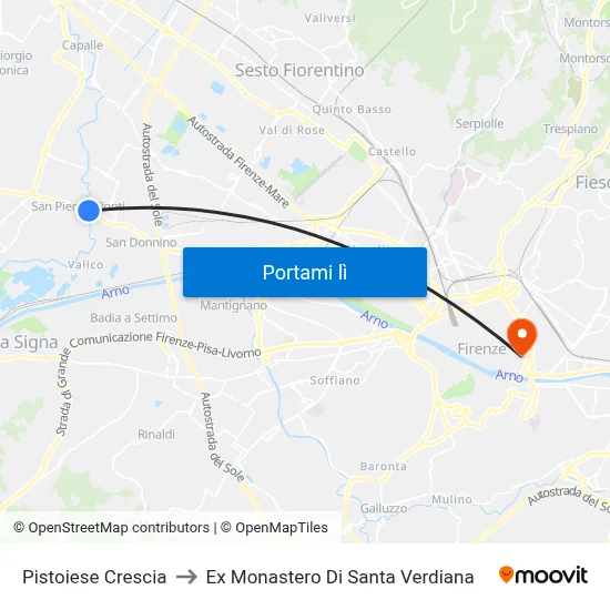 Pistoiese Crescia to Ex Monastero Di Santa Verdiana map