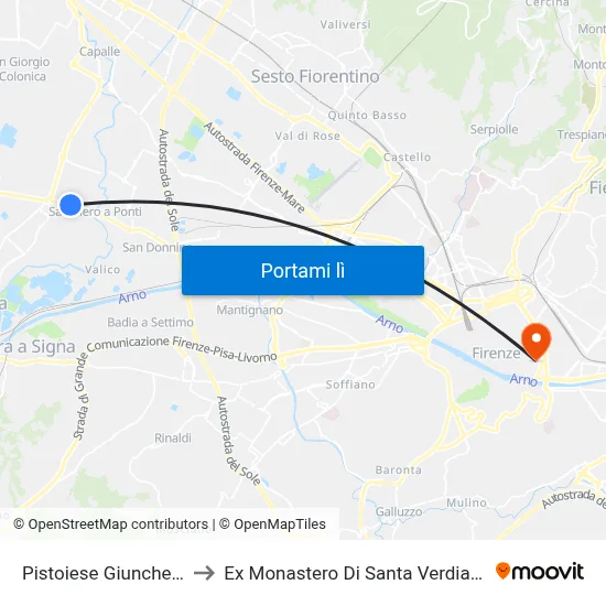 Pistoiese Giuncheta to Ex Monastero Di Santa Verdiana map