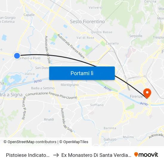 Pistoiese Indicatorio to Ex Monastero Di Santa Verdiana map
