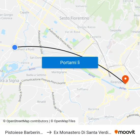 Pistoiese Barberinese to Ex Monastero Di Santa Verdiana map