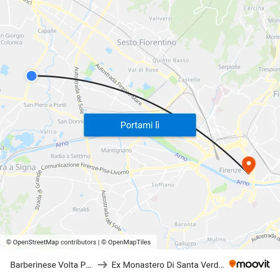 Barberinese Volta Prata to Ex Monastero Di Santa Verdiana map