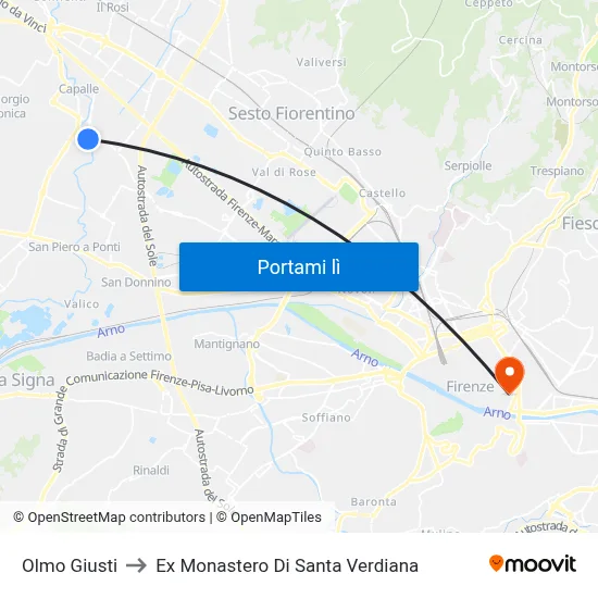 Olmo Giusti to Ex Monastero Di Santa Verdiana map