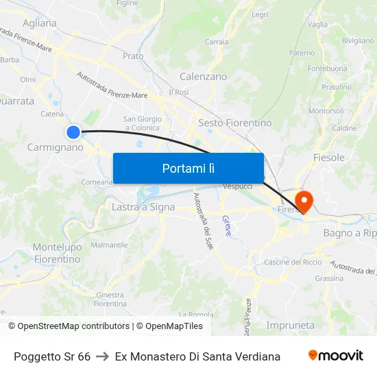 Poggetto Sr 66 to Ex Monastero Di Santa Verdiana map