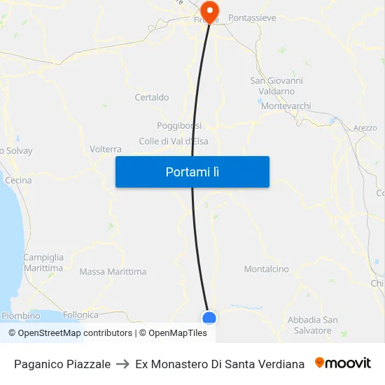 Paganico Piazzale to Ex Monastero Di Santa Verdiana map