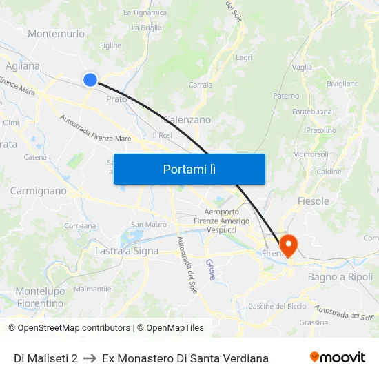 Di Maliseti 2 to Ex Monastero Di Santa Verdiana map