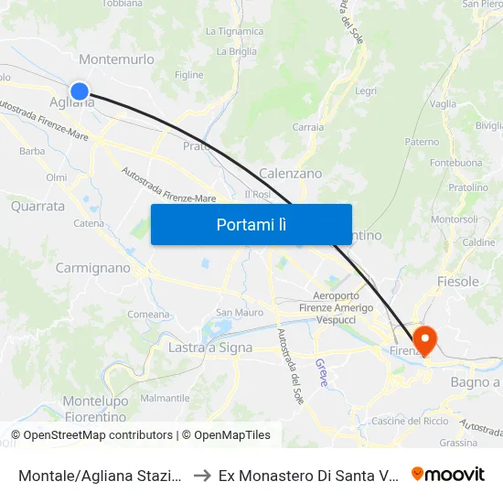 Montale/Agliana Stazione FS to Ex Monastero Di Santa Verdiana map