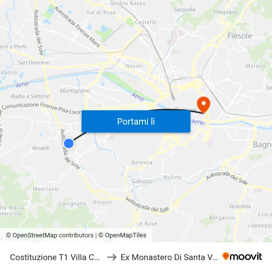 Costituzione T1 Villa Costanza to Ex Monastero Di Santa Verdiana map