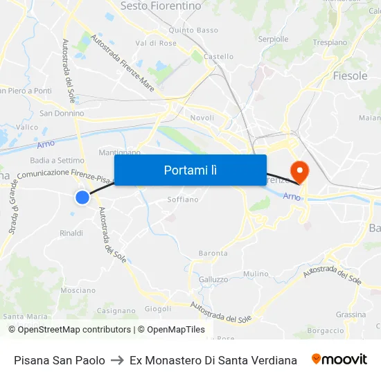 Pisana San Paolo to Ex Monastero Di Santa Verdiana map