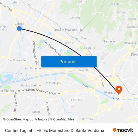 Confini Togliatti to Ex Monastero Di Santa Verdiana map