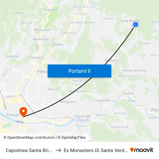 Capolinea Santa Brigida to Ex Monastero Di Santa Verdiana map
