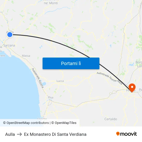Aulla to Ex Monastero Di Santa Verdiana map