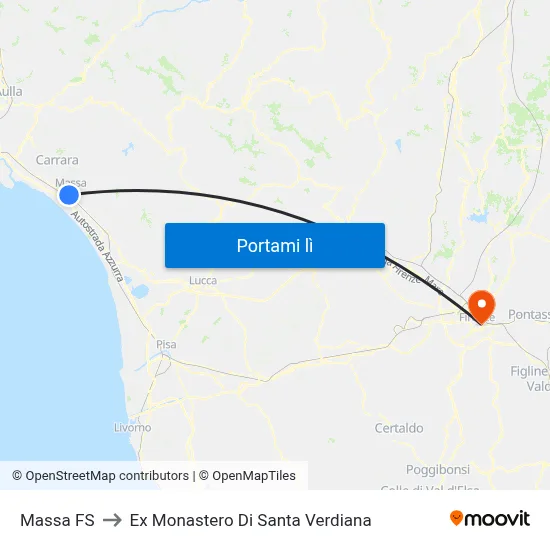 Massa FS to Ex Monastero Di Santa Verdiana map