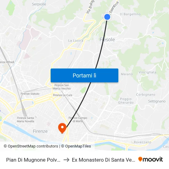Pian Di Mugnone Polveriera to Ex Monastero Di Santa Verdiana map