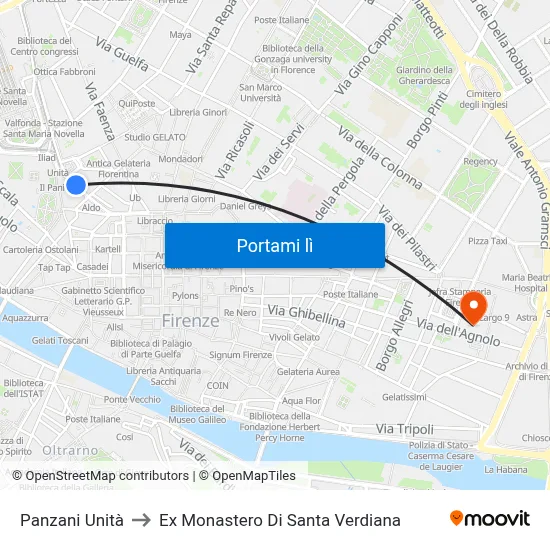 Panzani Unità to Ex Monastero Di Santa Verdiana map