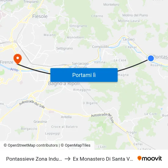 Pontassieve Zona Industriale to Ex Monastero Di Santa Verdiana map