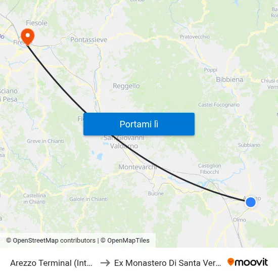 Arezzo Terminal (Interno) to Ex Monastero Di Santa Verdiana map