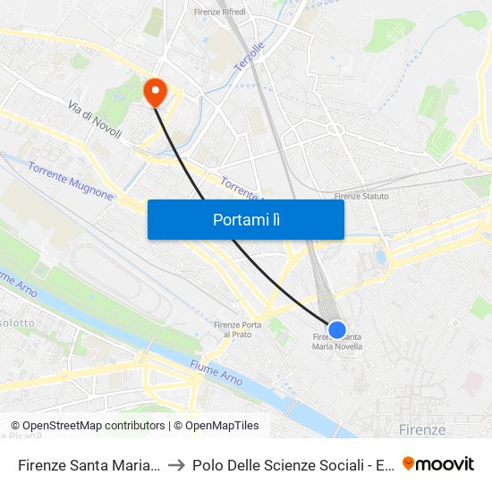 Firenze Santa Maria Novella to Polo Delle Scienze Sociali - Edificio D15 map