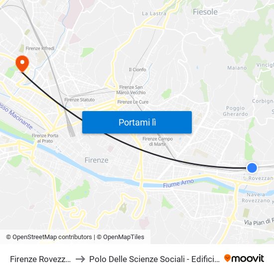 Firenze Rovezzano to Polo Delle Scienze Sociali - Edificio D15 map