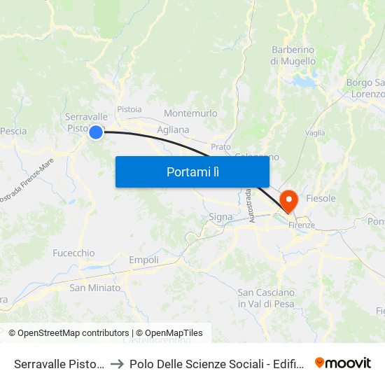 Serravalle Pistoiese to Polo Delle Scienze Sociali - Edificio D15 map