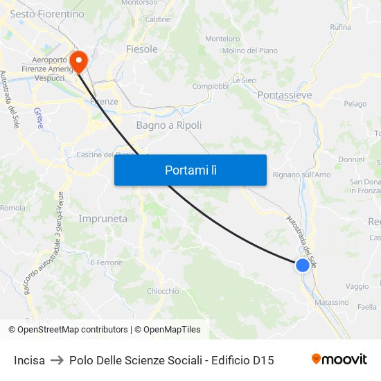 Incisa to Polo Delle Scienze Sociali - Edificio D15 map