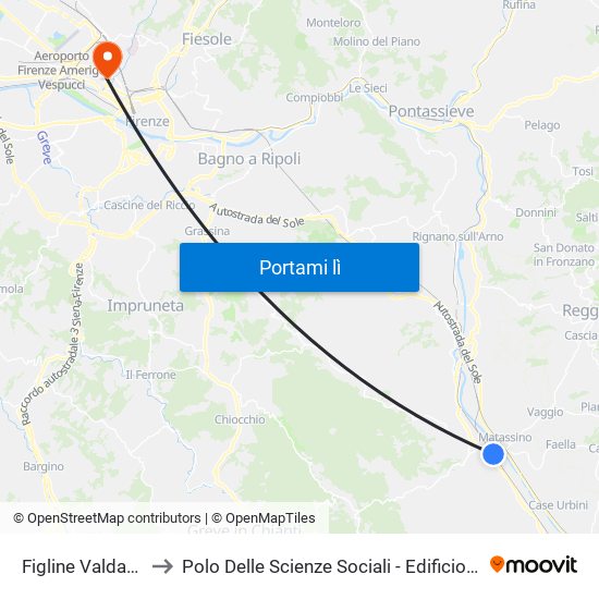 Figline Valdarno to Polo Delle Scienze Sociali - Edificio D15 map