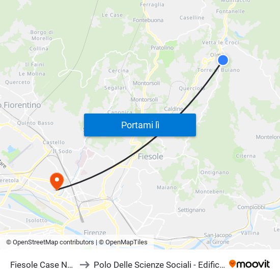 Fiesole Case Nuove to Polo Delle Scienze Sociali - Edificio D15 map