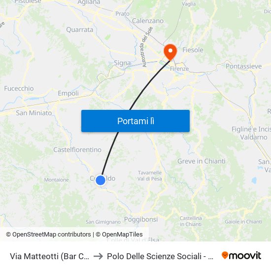 Via Matteotti (Bar Cavallino) to Polo Delle Scienze Sociali - Edificio D15 map