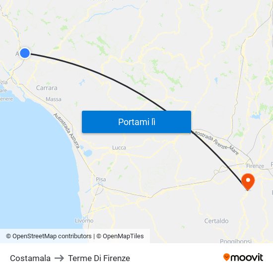 Costamala to Terme Di Firenze map
