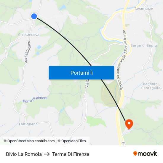 Bivio La Romola to Terme Di Firenze map