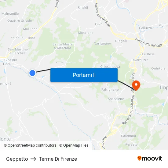 Geppetto to Terme Di Firenze map