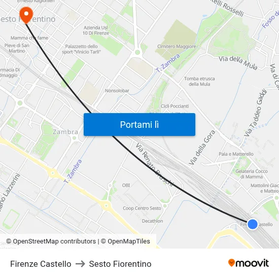 Firenze Castello to Sesto Fiorentino map