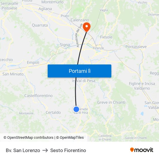 Bv. San Lorenzo to Sesto Fiorentino map