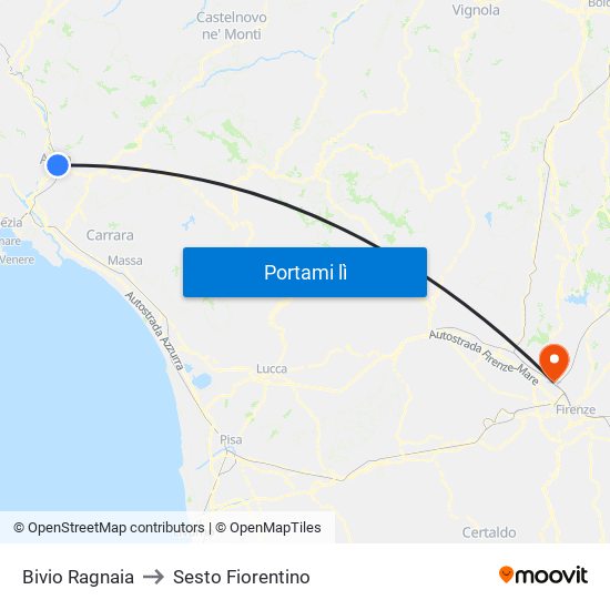 Bivio Ragnaia to Sesto Fiorentino map
