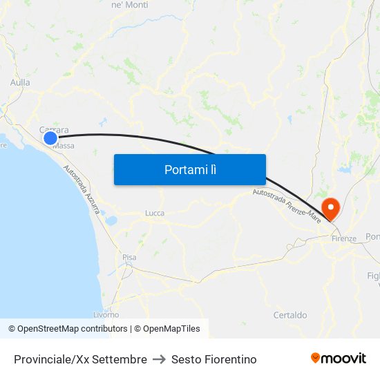 Provinciale/Xx Settembre to Sesto Fiorentino map