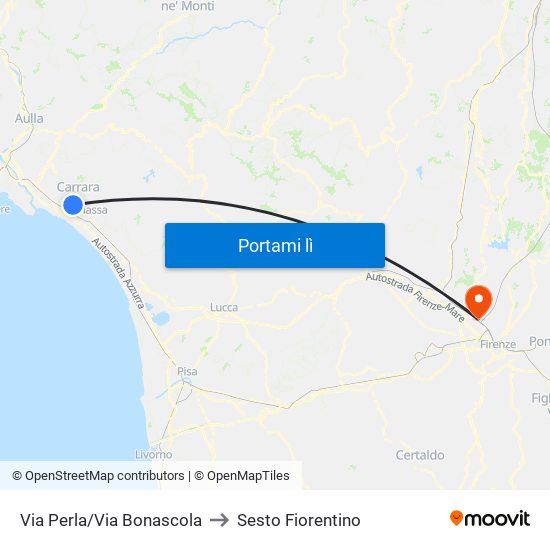 Via Perla/Via Bonascola to Sesto Fiorentino map