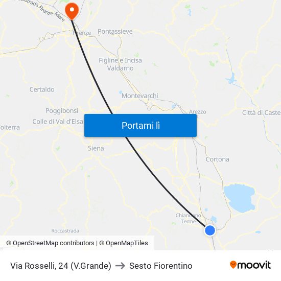 Via Rosselli, 24 (V.Grande) to Sesto Fiorentino map