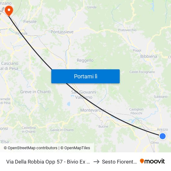 Via Della Robbia Opp 57 - Bivio Ex Vega to Sesto Fiorentino map