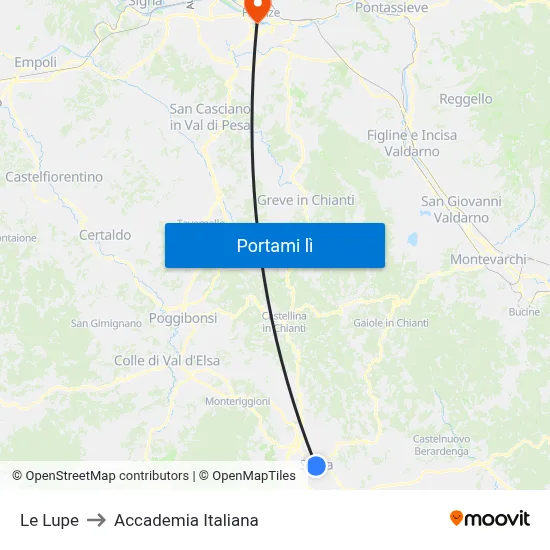 Le Lupe to Accademia Italiana map
