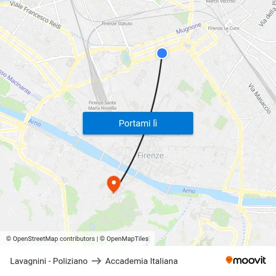 Lavagnini - Poliziano to Accademia Italiana map