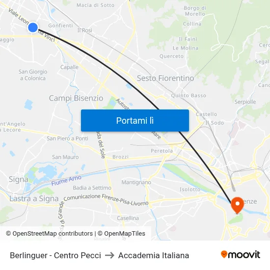 Berlinguer - Centro Pecci to Accademia Italiana map