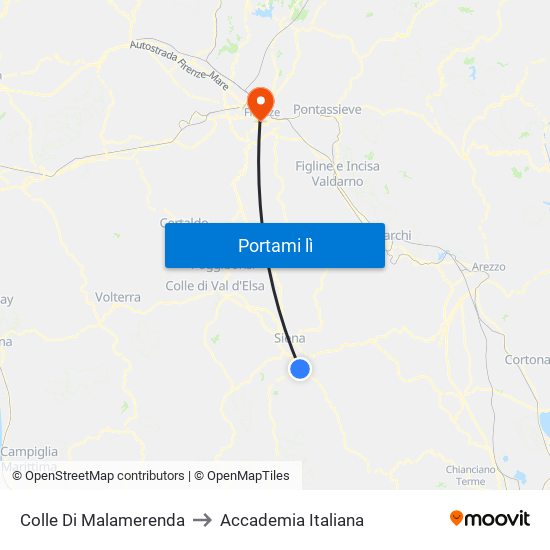 Colle Di Malamerenda to Accademia Italiana map