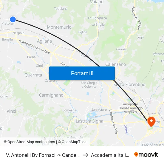 V. Antonelli Bv Fornaci -> Candeglia to Accademia Italiana map
