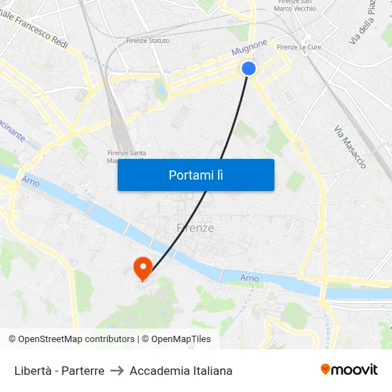 Libertà - Parterre to Accademia Italiana map