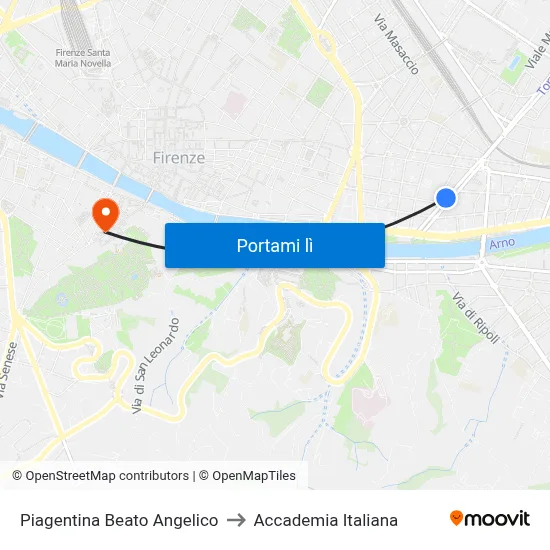 Piagentina Beato Angelico to Accademia Italiana map